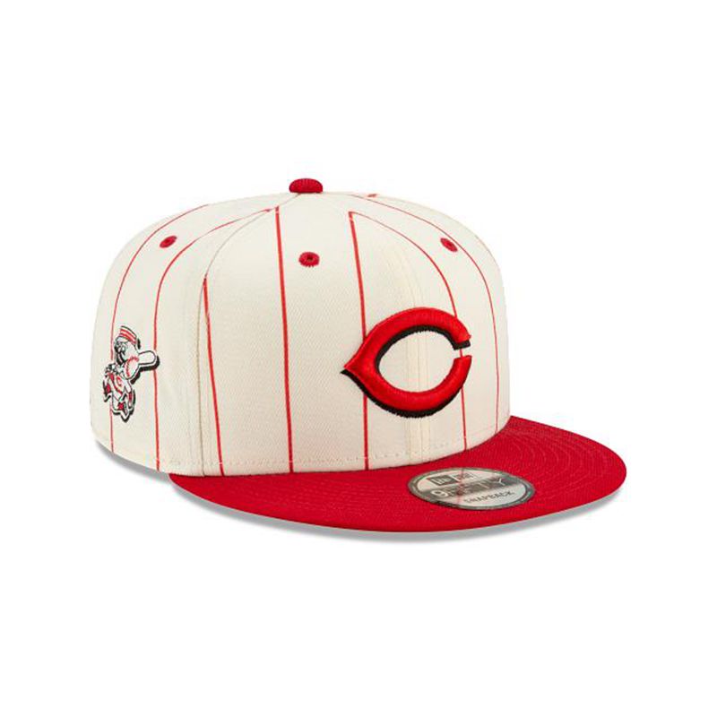 MLB Cincinnati Reds Pinstripe 9Fifty Snapback (FTS7915) - White New Era Caps